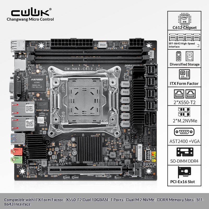 C612 LGA 2011-3 Xeon X99 Mothe - Nas Motherboard 8 Sata Mini Itx recension och pris